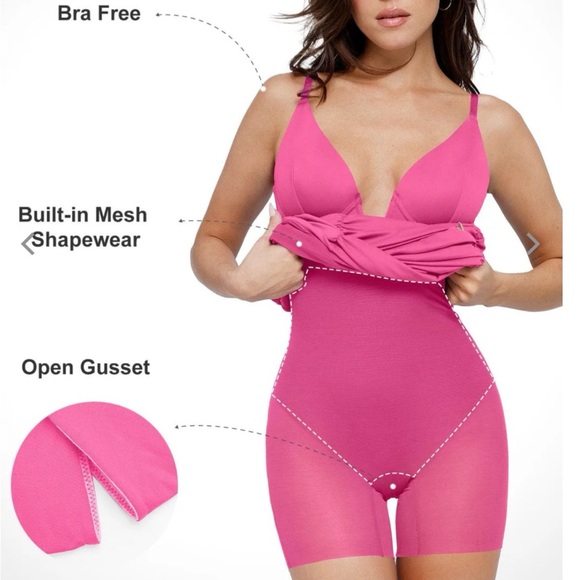 Chic Pink Ruched Mini Dress - Picture 3 of 3